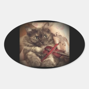Musikalisk (OVAL) kattklistermärke vid RoseWrites Ovalt Klistermärke