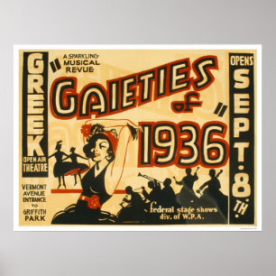 Musikalisk Revue 1936 WPA för munterheter Poster