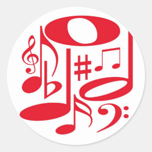 Musikalisk röd klistermärke