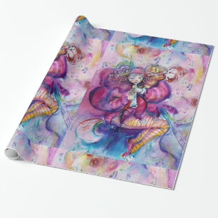 MUSIKALISK ROSA CLOWN MED UGLA PRESENTPAPPER