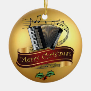 Musikalisk rulla~ guld- glada Christmas~ för Julgransprydnad Keramik