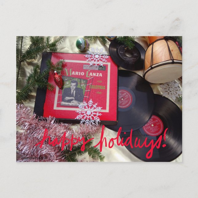 Musikalisk vykort för vintageMario Lanza helgdag (Framsida)