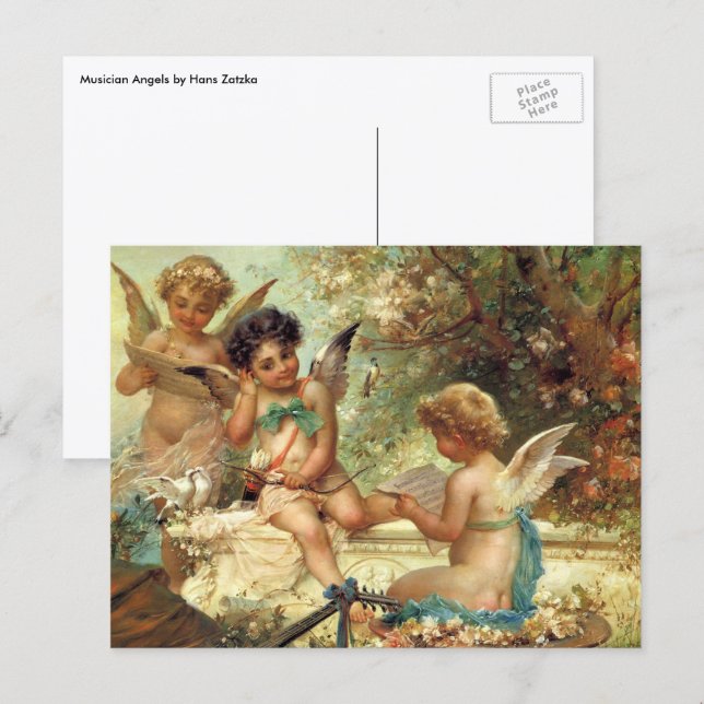 Musikaliska änglar av Hans Zatzka, Victorian Fine  Vykort (Fram/baksida)