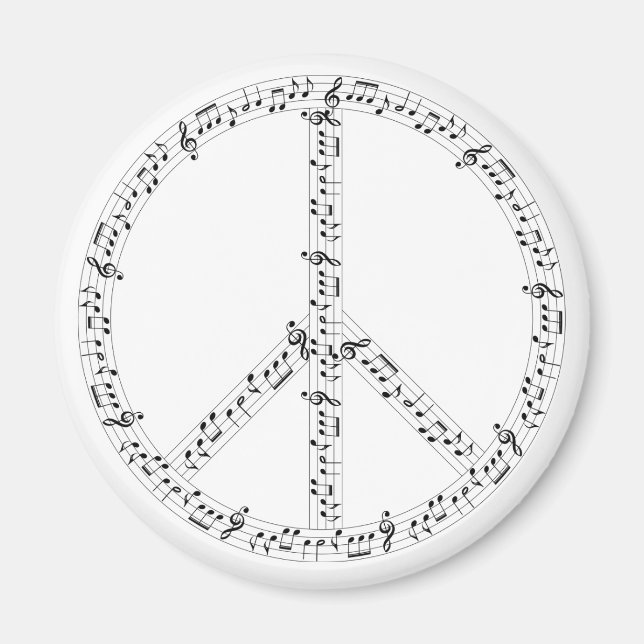 Musikaliska Noter Fredstecken Hippie Magnet (Framsidan)