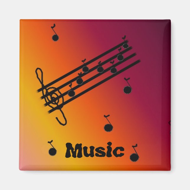 Musikaliska noter på en brokig bakgrund magnet (Framsidan)