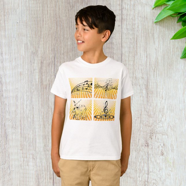 Musikaliska Noter Springar Ut Från Abstrakt Bakgru T Shirt (Skapare uppladdad)