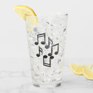 Musikaliska Noter Svart Glitter Glas Kopp