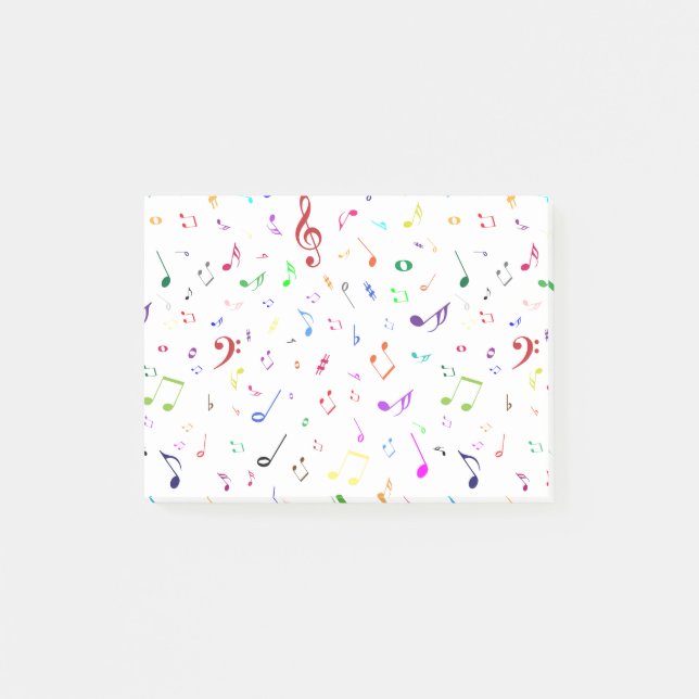 Musikaliska symboler i regnbågefärger post-it block (Framsida)