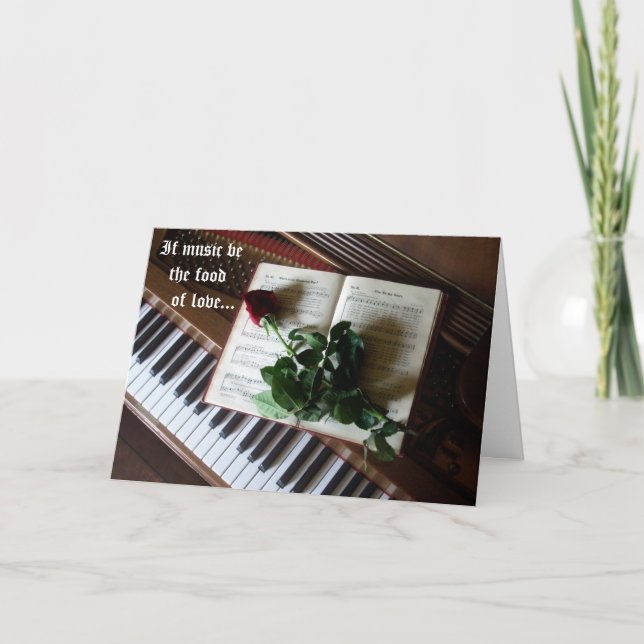 Musikaliska Valentin-Piano nycklar och steg Helgkort (Framsida)