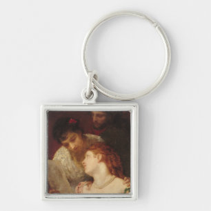 Musikaliskt party, 1874 fyrkantig silverfärgad nyckelring