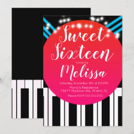 Musikaliskt piano röd karpetts stil natt Sweet Six Inbjudningar