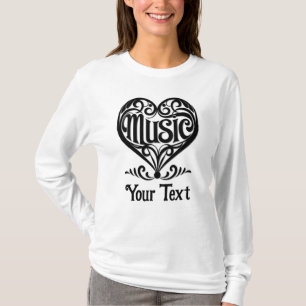 Musikälskare Elegant Blåst Hjärtformad Personlig T Shirt