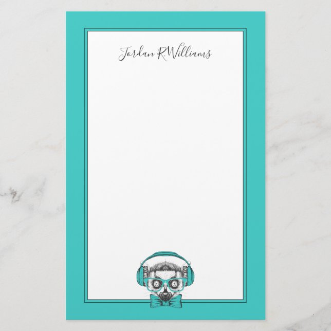 Musikälskare för Lemur | | tillfogar ditt namn Brevpapper (Framsida)