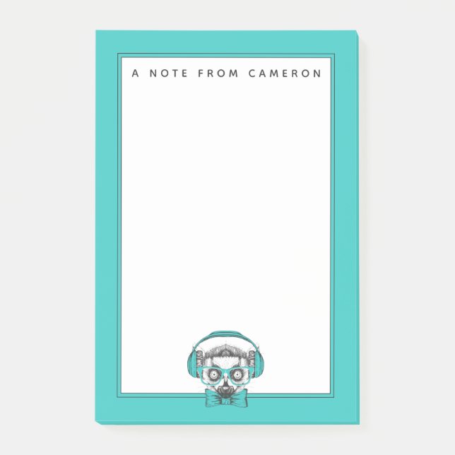 Musikälskare för Lemur | | tillfogar ditt namn Post-it Block (Framsida)