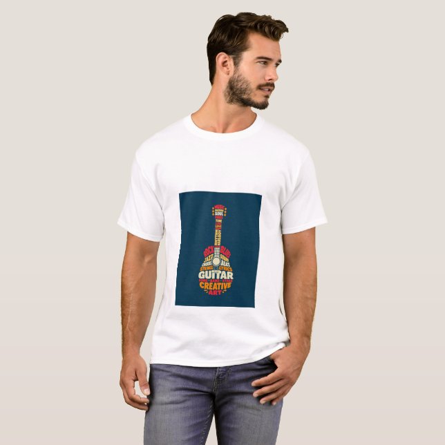 Musikälskare Gitarr Ord Konst T-Shirt  (Hel framsida)