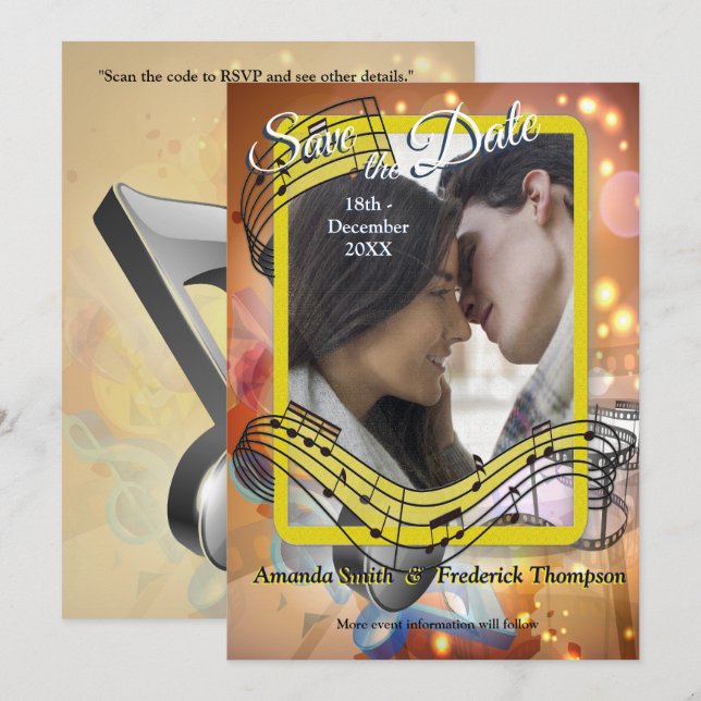 Musikälskares Firande Teman Inbjudningar (Fram/baksida)