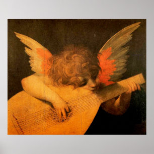 Musikangeln spelar lute av Rosso Fiorentino Poster