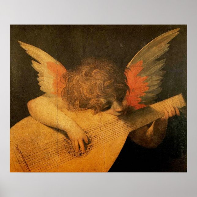 Musikangeln spelar lute av Rosso Fiorentino Poster (Framsidan)