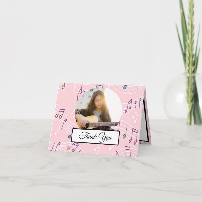Musikanteckning Färgämnet Mönster Theme Musician P Tack Kort (Framsida)