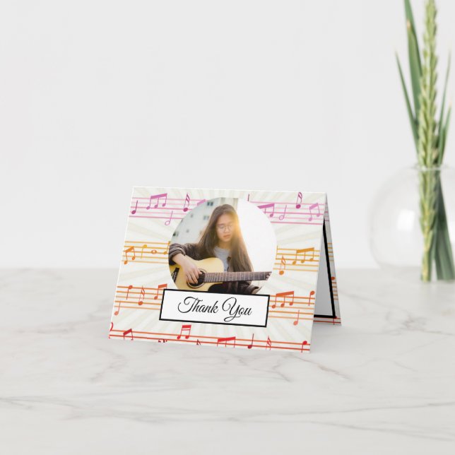 Musikanteckning Färgämnet Mönster Theme Musician P Tack Kort (Framsida)