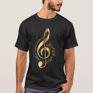 Musikanteckning Goldtone Treble Clef Musical Symbo T Shirt