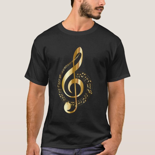 Musikanteckning Goldtone Treble Clef Musical Symbo T Shirt (Framsida)