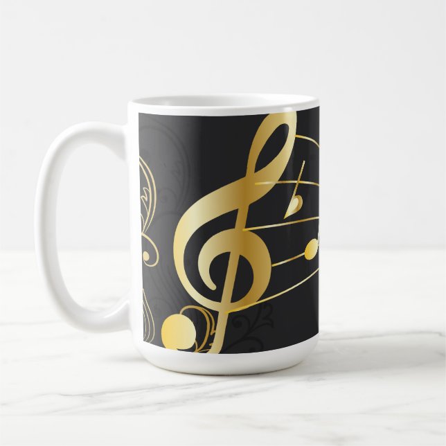 Musikanteckning Luxury guld grått-design Kaffemugg (Vänster)