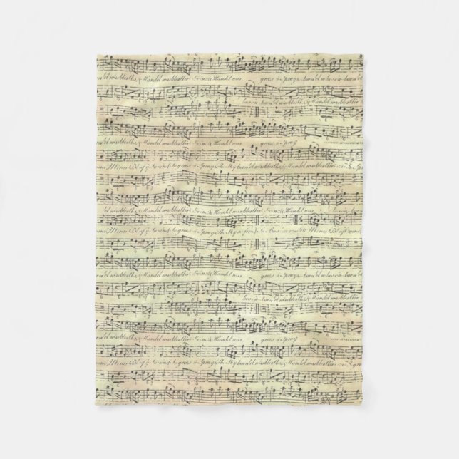 musikanteckning Mönster Music Theme Fleece Blanket (Framsidan)