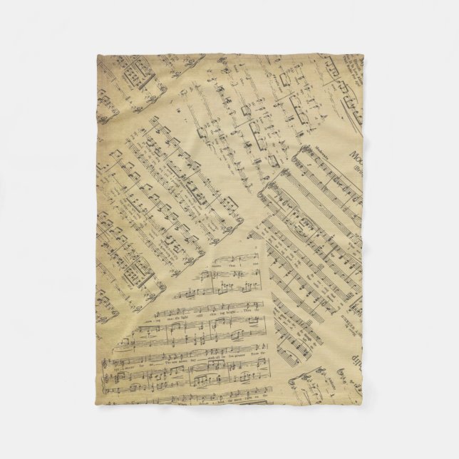 musikanteckning Mönster Music Theme Fleece Blanket (Framsidan)