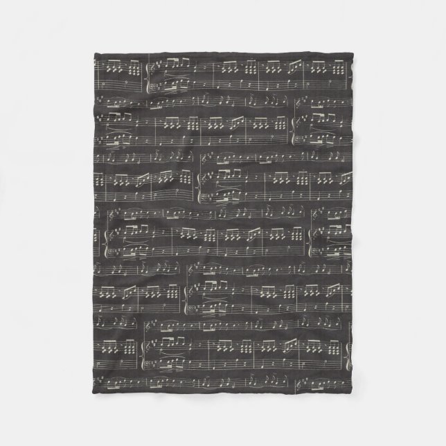 musikanteckning Mönster Music Theme Fleece Blanket (Framsidan)