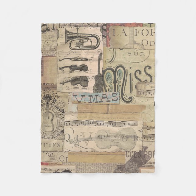 musikanteckning Mönster Music Theme Fleece Blanket (Framsidan)