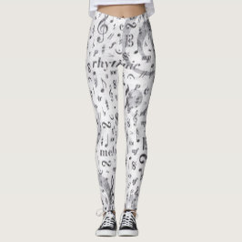 musikanteckning Mönster Music Theme Leggings