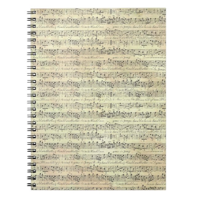 musikanteckning Mönster Music Theme Notebook Anteckningsbok (Framsidan)