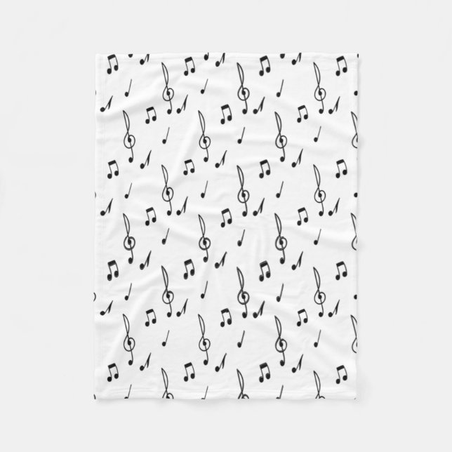 musikanteckning Mönster Music Theme Treble Clef Fleecefilt (Framsidan)