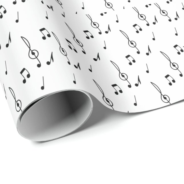 musikanteckning Mönster Music Theme Treble Clef Presentpapper (Rullad Hörn)