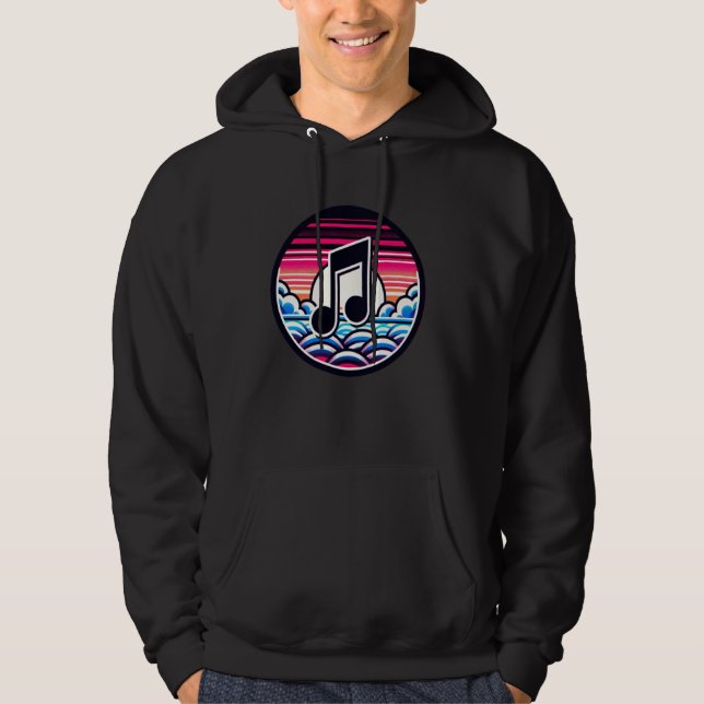 Musikanteckning över skräddarsydda moln och Sol Ae Hoodie (Framsida)