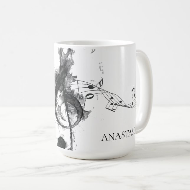 Musikanteckning, Personlig, svart och vitt Kaffemugg (Framsida höger)