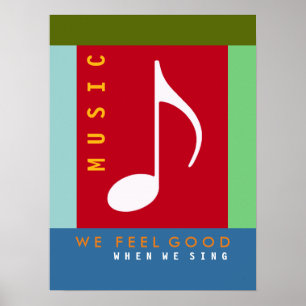 musikanteckning, sjunga a sång, färgstark musik in poster