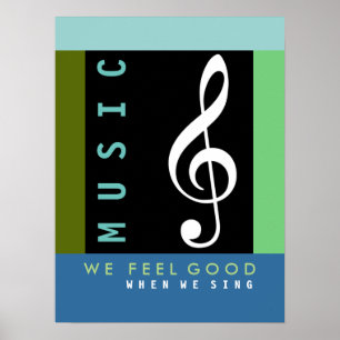 musikanteckning, treble clef, musik inspirerad poster