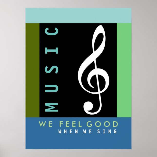 musikanteckning, treble clef, musik inspirerad poster (Framsidan)