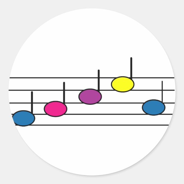 Musikanteckningsdekal Runt Klistermärke (Framsida)