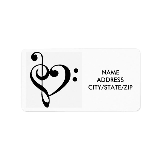 ***MUSIKANTECKNINGSHJÄRTA*** ADRESSETIKETTER (Framsidan)