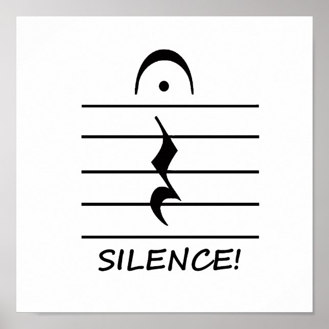 Musikanteckningsvila med tystnad poster (Framsidan)