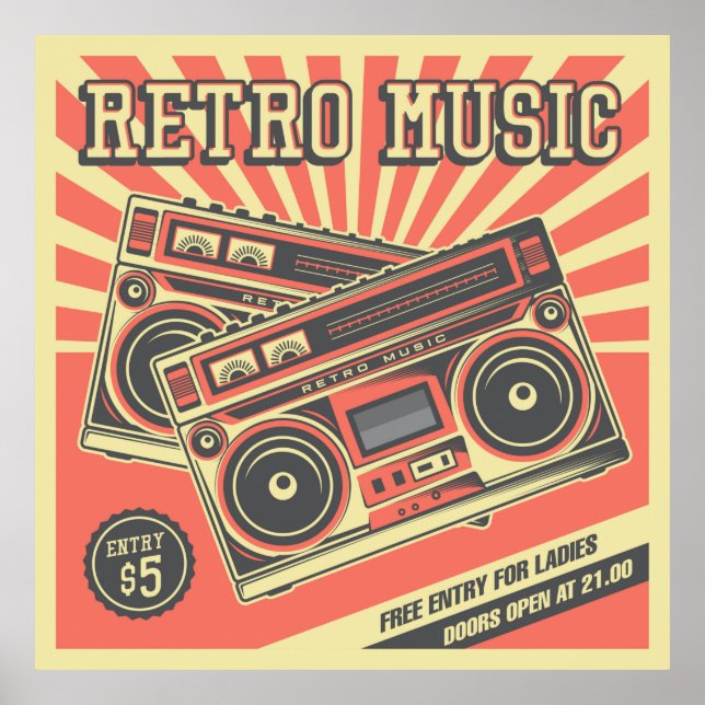 Musikarkiv för återanslutning av coola vintage poster (Framsidan)