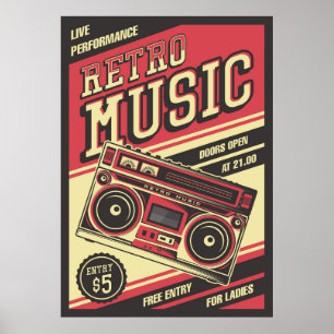 Musikarkiv för återanslutning av coola vintage poster