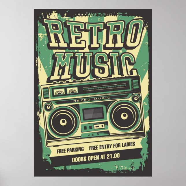 Musikarkiv för återanslutning av coola vintage poster (Framsidan)