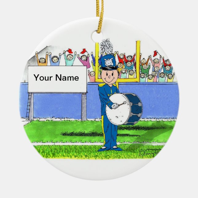 Musikband bastrumma - manlig julgransprydnad keramik (Framsidan)