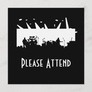 Musikbandet arrangerar på konsertsilhouetten B&W Inbjudningar