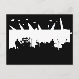 Musikbandet arrangerar på konsertsilhouetten B&W Vykort