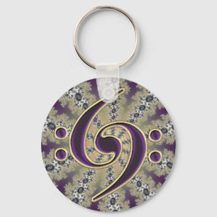 Musikbasfiolklav på den guld- fractalen Keychain Nyckelring